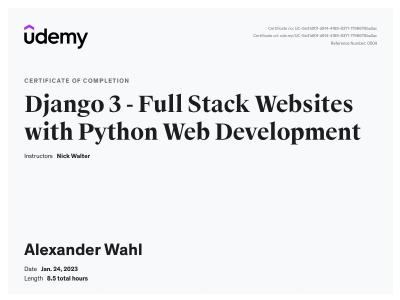 Django Full Stack Certificate